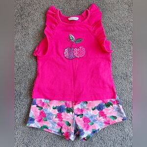 Fuchsia pink short set for little girls